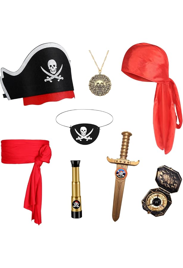 4 Accesorios Set para Disfraz de Pirata de Halloween para Niños Incluye