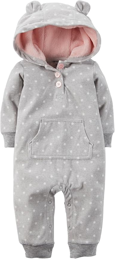 hooded fleece jumpsuit