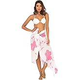 Back From Bali Womens Sarong Wrap Floral Hibiscus Beach Pareo Swimsuit Coverup Skirt with Coconut Clip