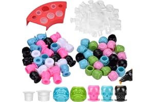 300pcs Tattoo Ink Caps with Cups Holders - UAKERLED 100 Small 100 Medium 100 Mixed Color Tattoo Ink Cups + Cup Holder for Tat