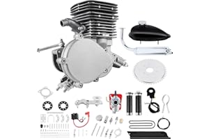 H-YEEU 110cc 2-Stroke Bicycle Gasoline Engine Motor Kit, Motorized Bike Kit Single Cylinder Engine Motor for DIY Motorized Bicycle Bike,Air-Cooled(Sliver)