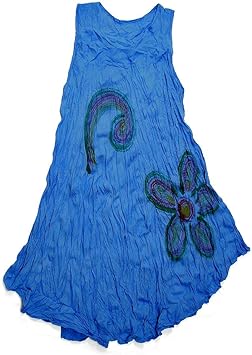 Amazon Co Jp レディース 花柄プリント ワンピース ノースリーブ ブルー Mサイズ 着丈110 115cm アジアンファッション 並行輸入品 ノーブランド品 並行輸入品 ホーム キッチン