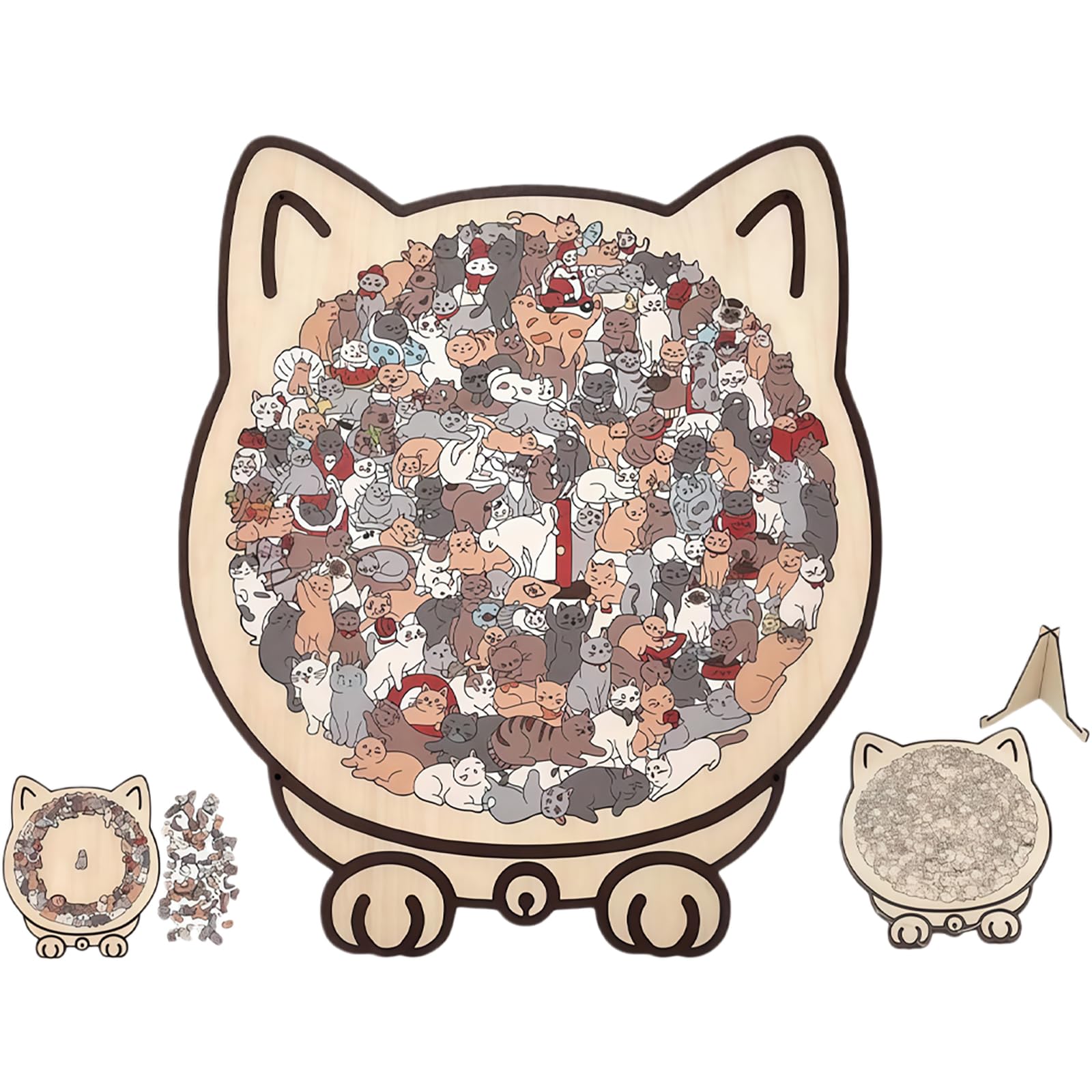 Wooden Cat Puzzle for Adults & Kids - 135-Piece Cat Shaped Wooden Jigsaw puzzle, Unique Animal Puzzle, Creative Wooden for cat Lovers, Home Decor and Gift Idea