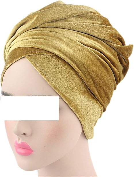 Amazon Co Jp Ladies Hat キャップターバンファッションビロードの女性の帽子のスカーフ女性ターバンヘッドキャップハットレディースヘアアクセサリーインナー Lightweight Color Gold ホーム キッチン