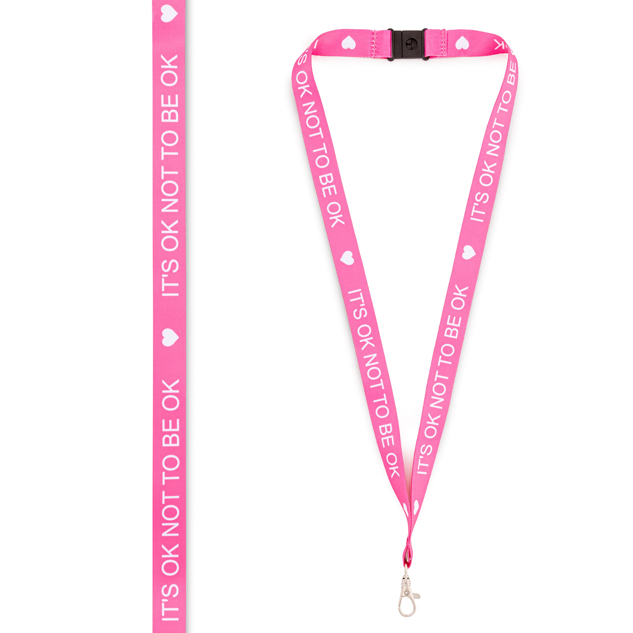 It's OK Not To Be OK Mental Health Awareness Lanyard Work ID Business Lanyards Men's Women's (Pink)