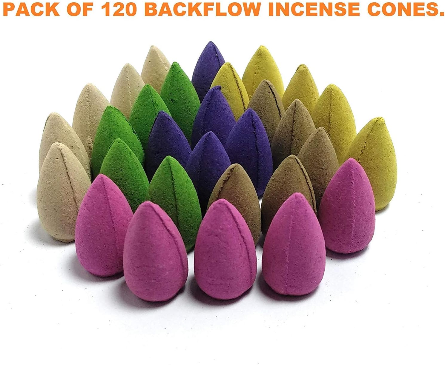 NYRWANA Backflow Incense Cones, Rose/Jasmine/Lavender Fragrances,(Multicolour) - Pack of 120