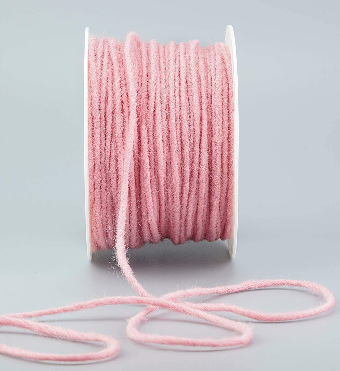 finemark 80 m x 3-4 mm Wool Cord Pink Wool Wick Cord 100% Wool Felt Ribbon Decorative Ribbon Gift Ribbon Felt Cord Wool Ribbon Craft Wool