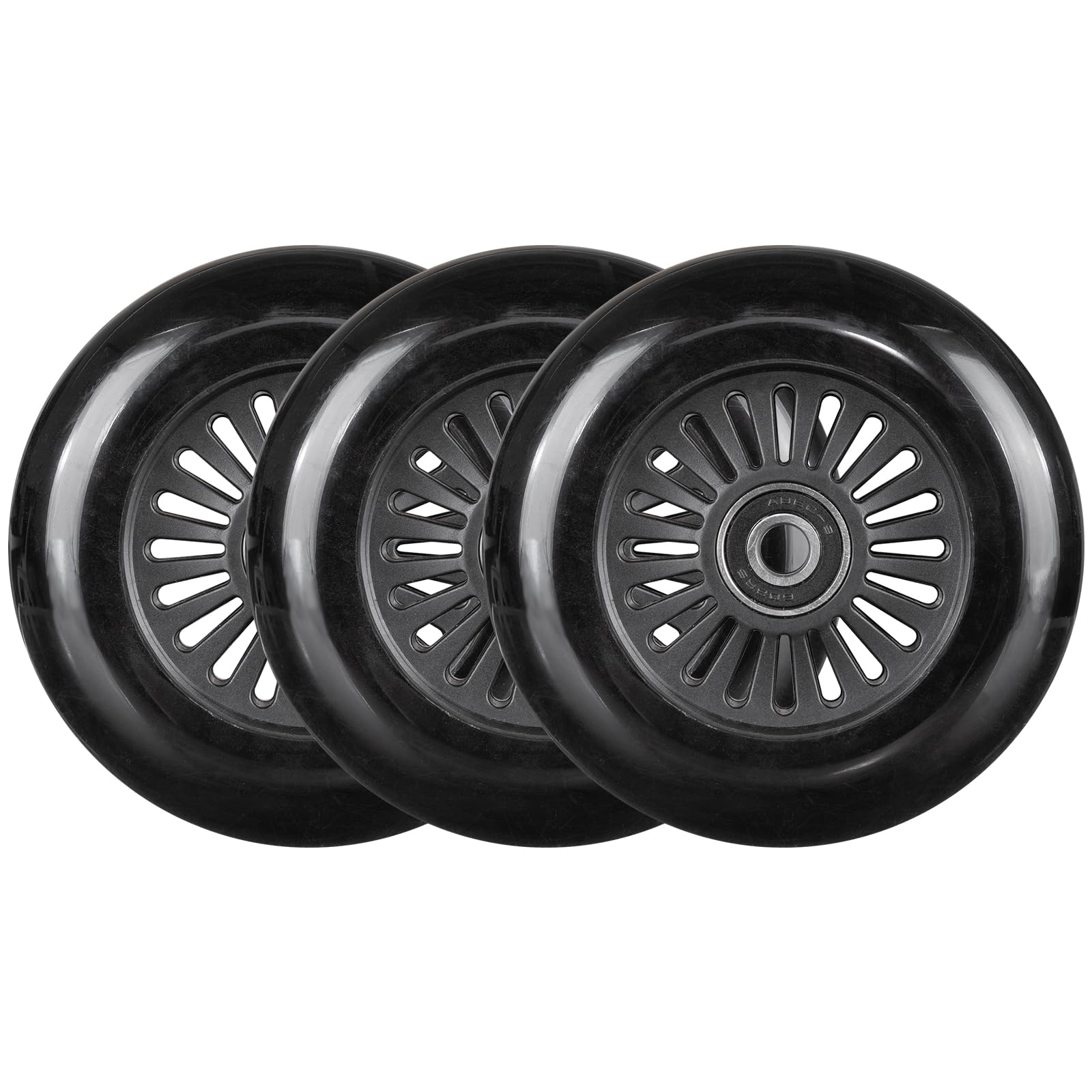 AOWESM Easy Roller Replacement Wheels w/Bearings ABEC-9 for Ez Rollers Classic Drifter Junior New Twist On A Classic Scooters - Set of 3 (Black)