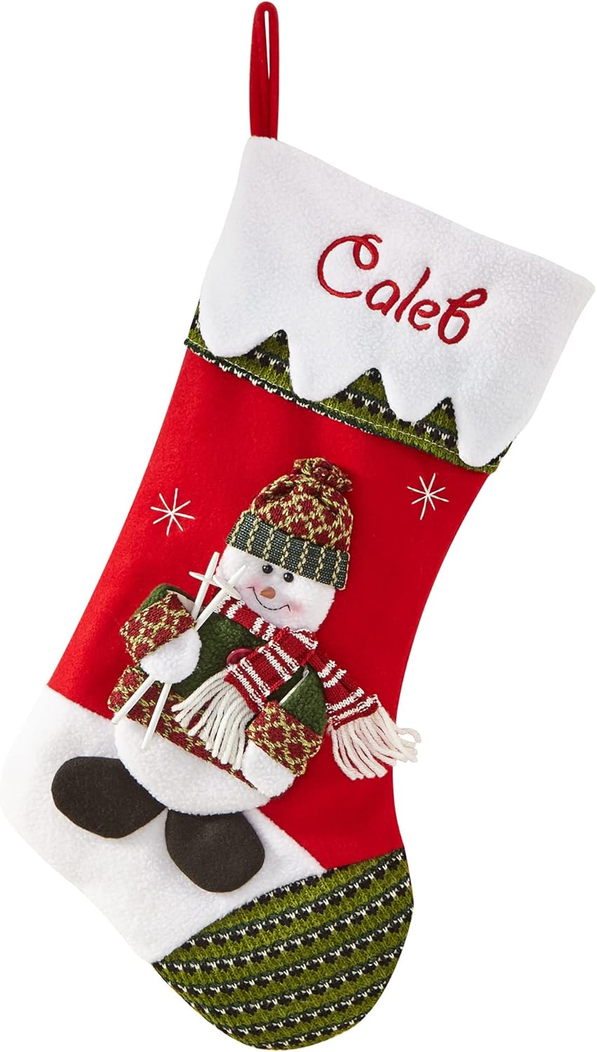 Stockings & Holders - Let's Make Memories Personalized Christmas Stocking - Snow Cap - 3D Plush Character - Embroidered Name - Christmas Décor - Holiday Décor - Customized Stockings for Family - Snowman
