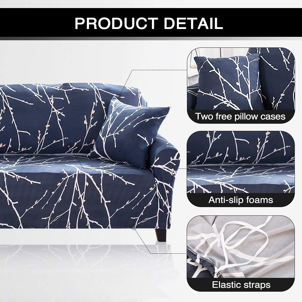 Lamberia Printed Sofa Cover Stretch Couch Cover Sofa Slipcovers for 4 Cushion Couch with Two Free Pillow Case (Tree Branch, Sofa 4 Seater): Home & Kitchen