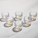 SIYOUKI Crystal Shot Glasses Set 1.7oz, Diamond Shot Glasses Decorated With 24K Gold Leaf Flakes, BPA-Free&Lead-Free, Handmade Shot Cups for Décor & Collection, Gift Choice (Diamond-6PCS)