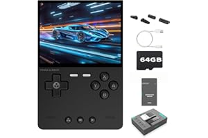 AMPOWN Trimui Brick Retro Handheld Portable Retro Gaming WiFi Multiplayer 159g Lightweight Retro Emulator with RGB Lighting USB-C Fast Charging 3.2" Square IPS Screen 3000mAh 64G TF Card Linux Black