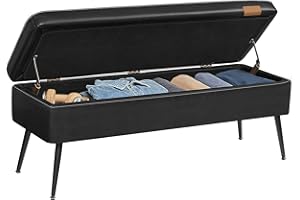 VASAGLE EKHO Collection - Storage Ottoman Bench, Entryway Bedroom Bench, 15 Gallons, Synthetic Leather with Stitching, Mid-Ce