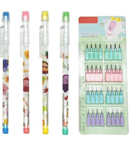 Party Giveaway Pencils TINYMILLS 24-Pack Magic Themed Stackable Pencils - Multi Point Push Pencils With Erasers Stackable Push Pencils