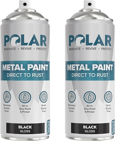Polar Direct to Rust Metal Spray Paint 2 x 400ml Gloss Black