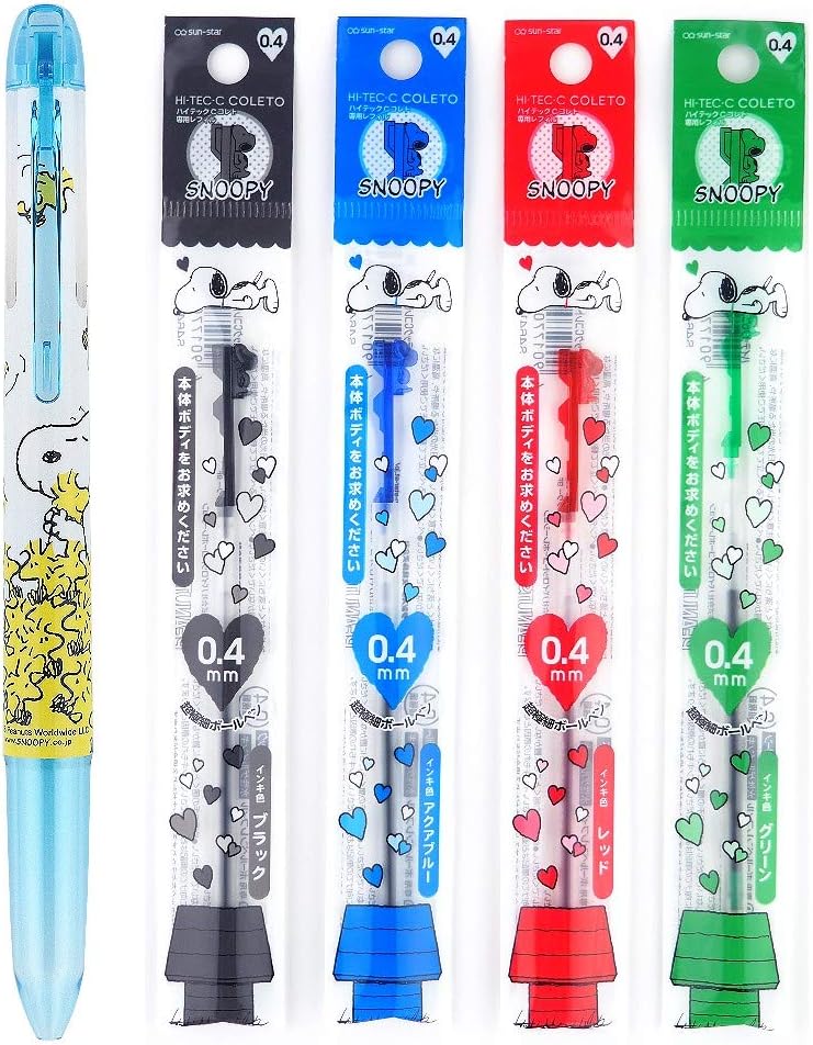 Peanuts Snoopy Pilot Hi Tec C Coleto 4 Color Body Component 4 Color Ink Refills 0 4mm Amazon Co Uk Office Products