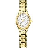 CNYXCN Vintage Gold Watches for Women with Oval Case,Roman Numeral Dial,Golden Tone Bracelet Strap,Water Resistant,Includes Tools