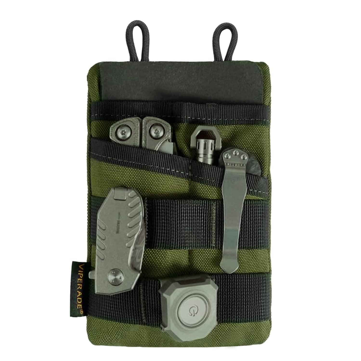 VIPERADE VE3 EDC Tool Pocket Organizer, Small EDC Pocket Organizer Pouch for Men,Small Multitool Nylon Tool Pouch for Mini Flashlight Multitool - Green