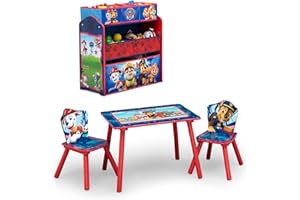 Nick Jr. PAW Patrol 4-Piece Playroom Solution by Delta Children – Set Includes Table and 2 Chairs and 6-Bin Toy Organizer, Bl
