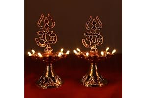 Saleberate Electric Plastic Light Pooja Diya with LED Spark, Home Temple Decor, Electric Diya Golden,Mandir Diya,Diwali Diya Lamp,Plastic Light, LED Light(2 Piece, 1 Layer)