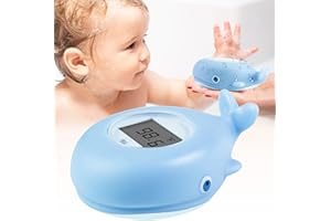 Pircaath Baby Bath Thermometer Floating Toy, BPA-Free Safety Digital Bath Tub Thermometer with Temperature Alarm & LCD Display, Whale Baby Water Temperature for Infants, Newborn, Pregnancy