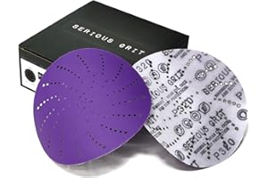 Serious Grit 6-Inch 320 Grit Ceramic Multi-Hole Hook & Loop Sanding Discs - Advanced Grain for Fast Cutting & Long Life - Fil