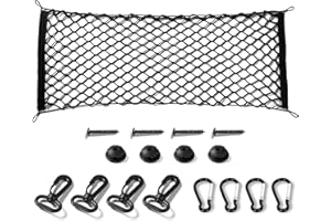 Car Rear Cargo Net, DEDC Car Trunk Cargo Net Universal Car Interior Accessories Stretchable Elastic Trunk Mesh Cargo Storage Organizer Net with Hooks for Car, Vehicle, SUV (35.4"x15.8")