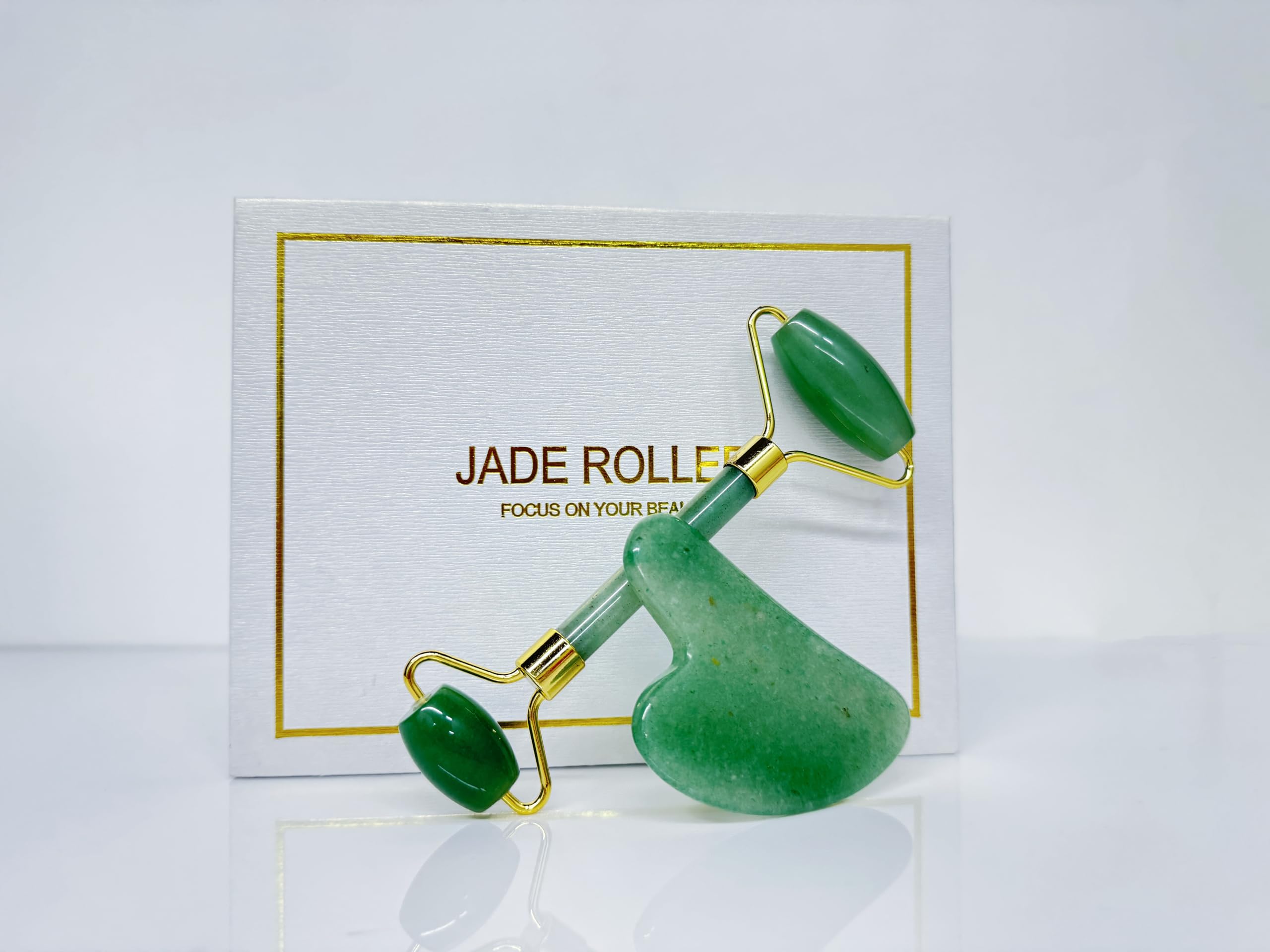 Jade Gua Sha Board and Face Roller Set, Jade Stone Gua Sha Facial Tool, Gua Sha and Jade Roller Set