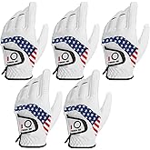 FINGER TEN Golf Gloves Men Value 5 Pack for Left Right Hand, Comfortable Soft & All Weather Grip Mens Golf Glove, Sizes S M ML L XL XXL 3XL