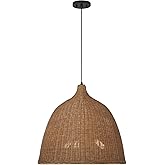 Savoy House 7-1656-3-128 Macra Bohemian Rustic Coastal Wicker Pendant, 3-Light 180 Total Watts, 21" H x 23" W, Café