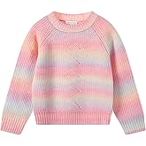 TRENDSTITCH Girls Striped Sweaters Gradient Long Sleeve Cable Knit Sweater Chunky Pullover Jumper Fall Winter