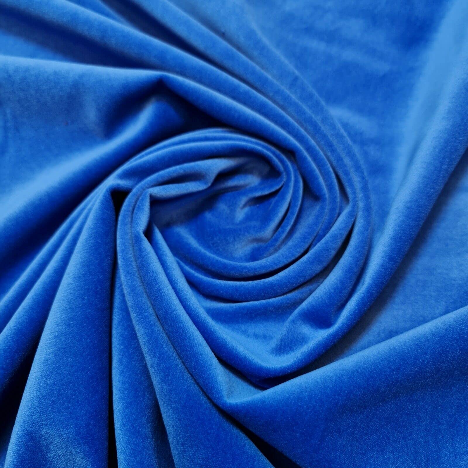 Luxurious Soft 100% Cotton Velvet Dress Craft Fabric Material Suitable for Home Decor, Curtains, Upholstery & More 58" - 150 cm Wide Sold As 1 Meter Pre - Cut Lengths (Royal Blue)