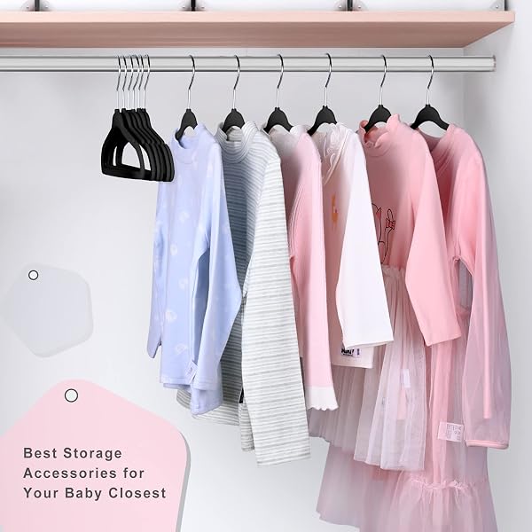 BAGAIL 50 PACK KIDS VELVET HANGERS 11 INCHES CHILDREN’S CLOTHES HANGERS NON-SLIP BABY HANGERS FOR INFANT/TODDLER (BLACK)
