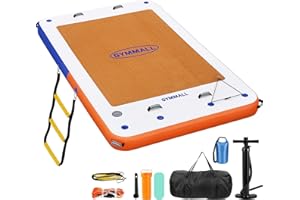 GYMMALL Inflatable Floating Dock, 10Ft Floating Dock for Lakes with Rope Ladder and Non-Slip EVA Platform, Inflatable Dock Floating Platform Island Raft for Boats, Pool, Beach, Ocean