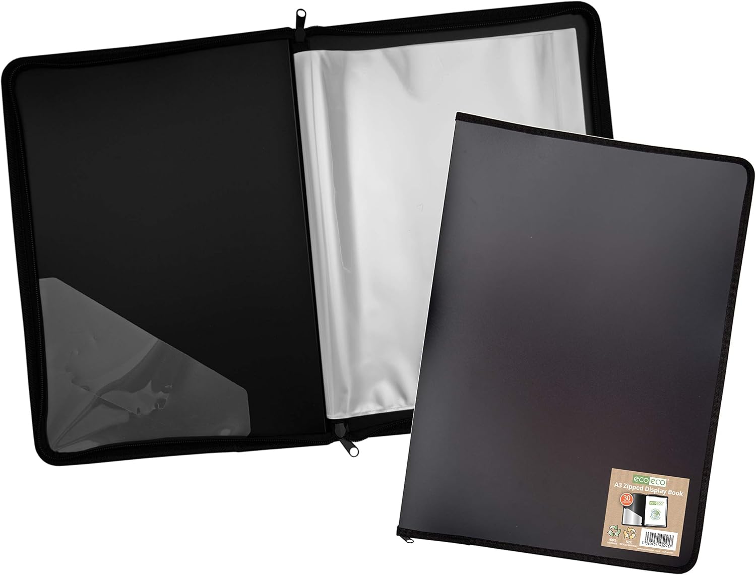 ecoeco A3 50 Recycled 30 Pocket Black Zipped Presentation Display