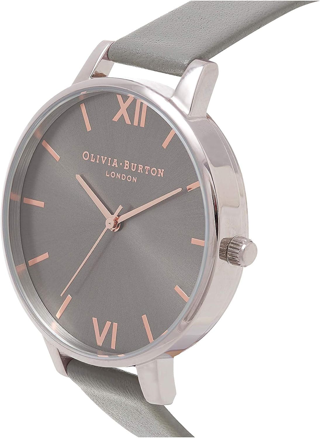 Olivia Burton Analogue Quartz Watch for Women with Dark Grey Leather Strap - OB16BD90, Gray (Grey Dial) - Image 3