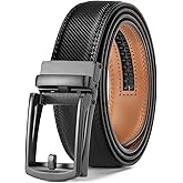 GAEKEAO Mens Belt Leather Micro-Adjust Buckle Ratchet Belts for Men Dress Casual to Formal Trim to Fit with Gift Box (35mm)