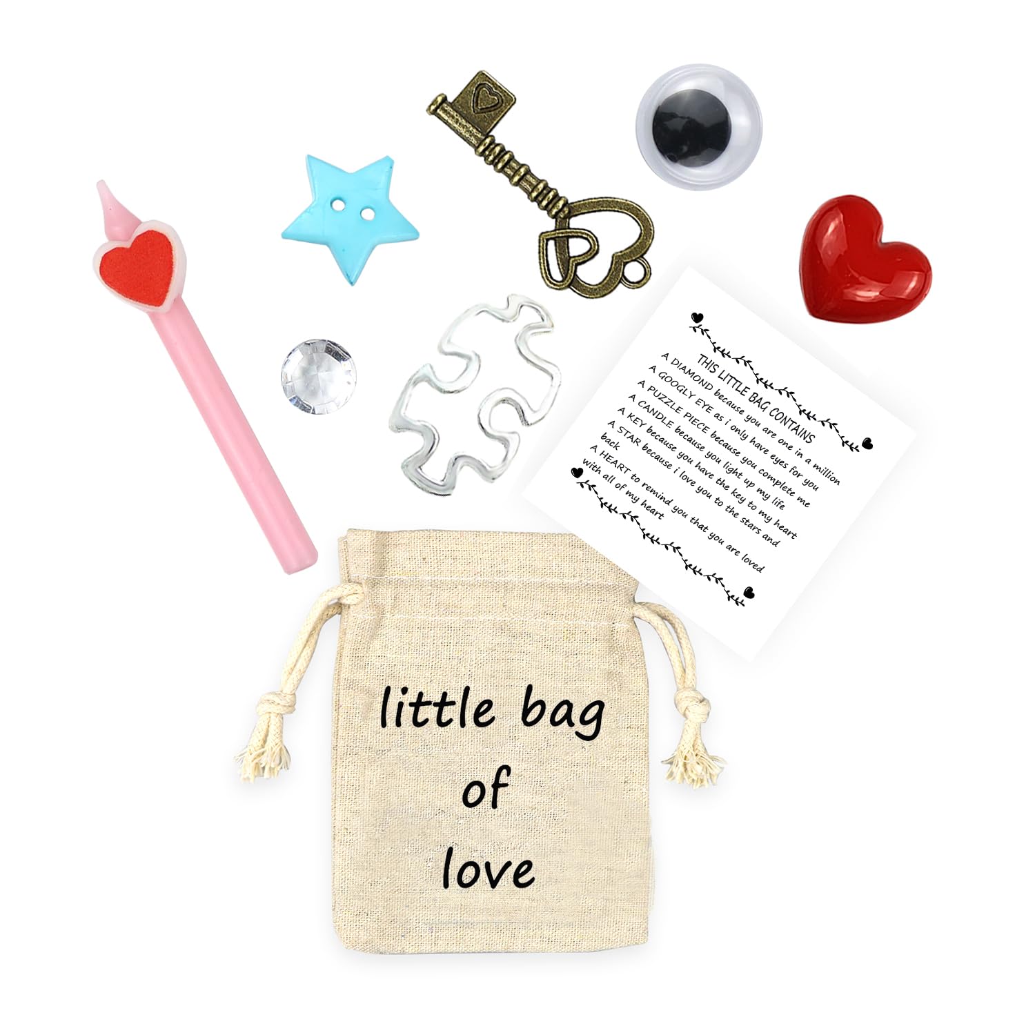 LUOKIFUR Good Luck Meaning Small Bag Accessory Gift Lucky Souvenir Friendship/Miss You Gift Good Luck in Examination Positivity Gift (Love Bag)