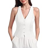 V VOCNI Vest for Women V Neck Sleeveless Racerback Fashion Dressy Crop Top Fitted Suite Vest Waistcoat