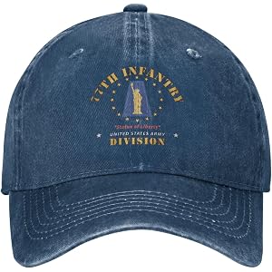 77th Infantry Division Hat Washed Vintage Cowboy Baseball Cap Adjustable Outdoor Casual Sun Hat Unisex Black