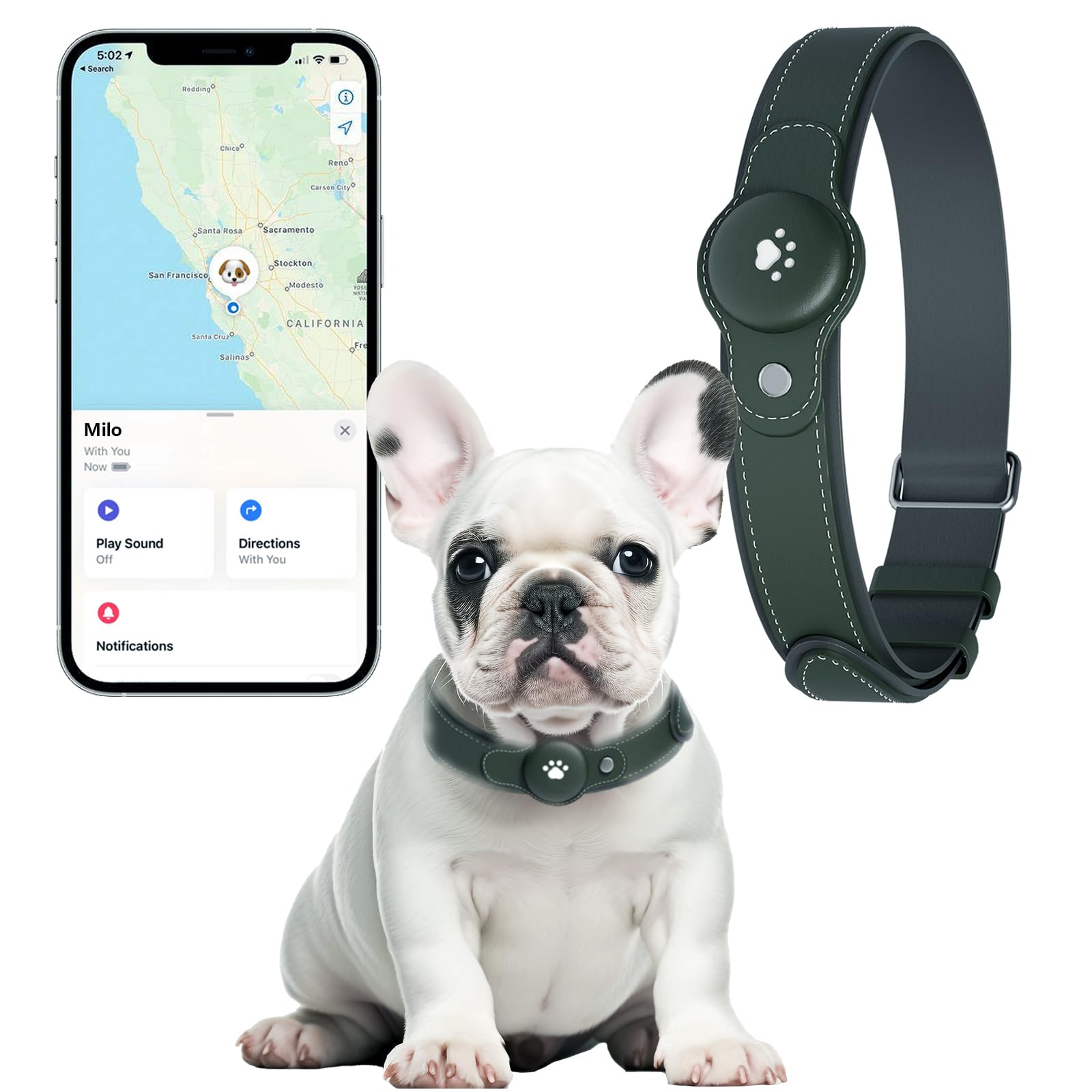 Photo 1 of 2-in-1 GPS Tracker for Dogs: Smart Collar with Real-Time Location, No Monthly Fee, Unlimited Range (iOS Only) GPS Tracker Dog Collar- Ideal for Small, Medium Large Dogs(Tracker Included)(Green)