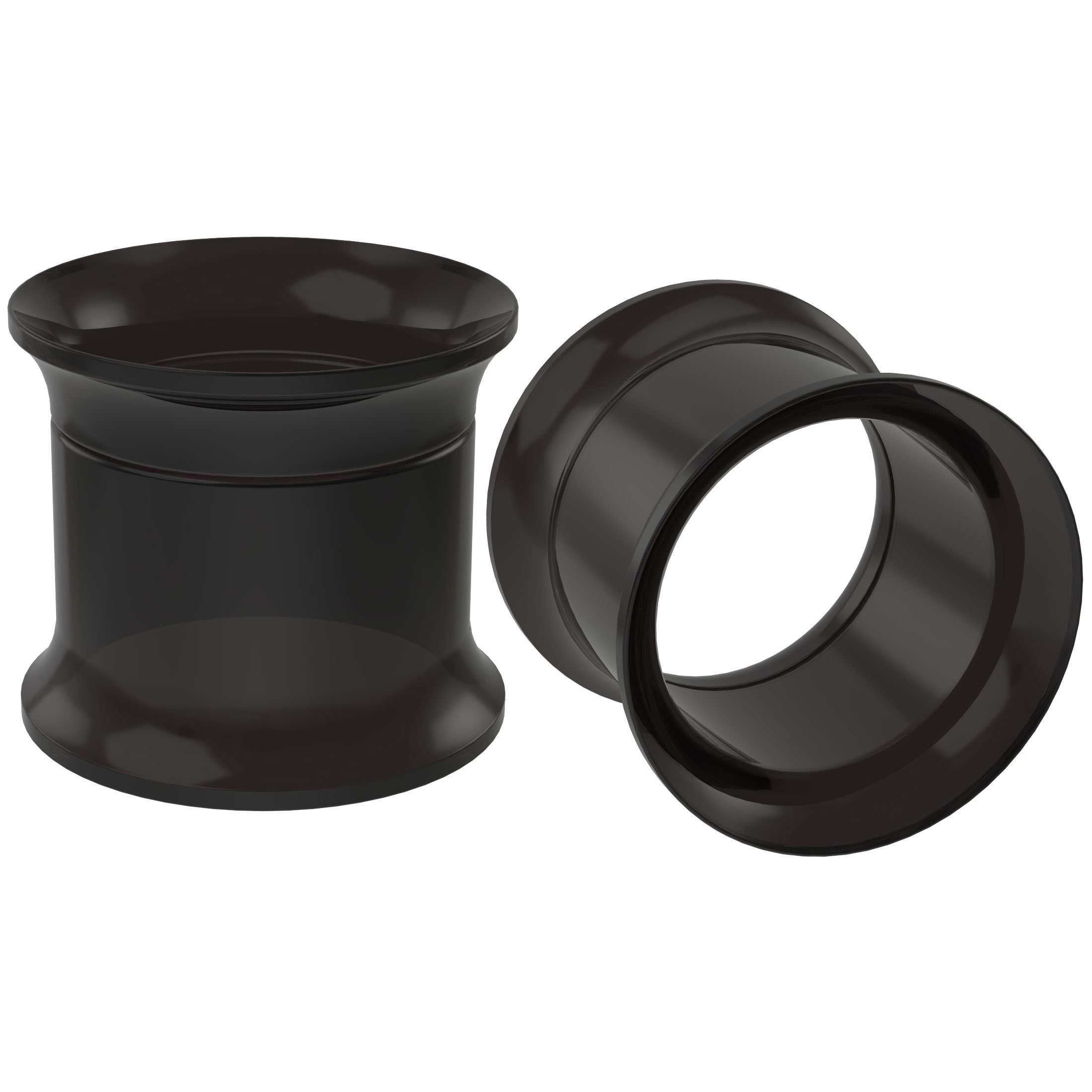 Bling Piercing 2pc 12mm Black Acrylic Flash Tunnel Gauge Earrings Double Flared Plugs Internally Threaded Screw