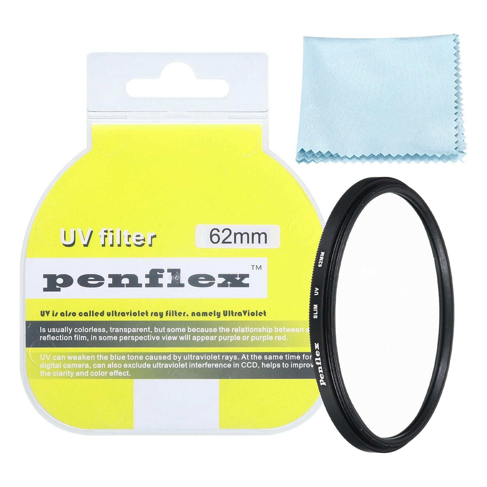 PATIKIL 62mm UV Filter, 1 PCS UV Protection Filter SLIM UV Camera Lens Filter Aluminum Optical Camera Accessory Crystal Clear Pics for 62mm Camera Lens Filter Photography Picture
