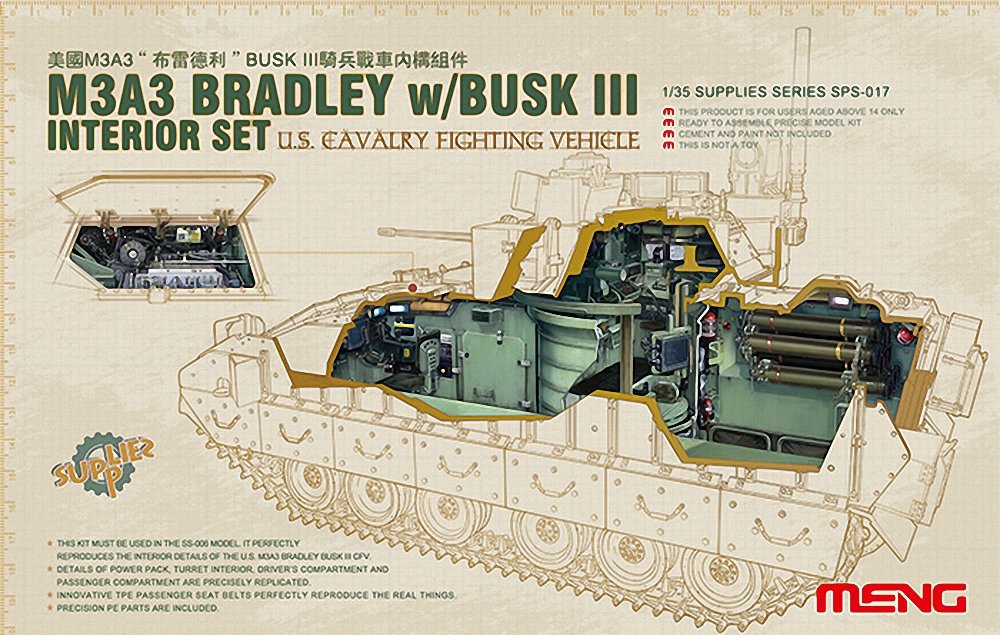 Meng 1:35 Scale Interior Set for M3a3 Bradley w/Busk III For MNGSS-006 Model Kit (Multi-Colour)