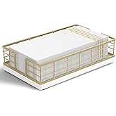 Wican Guest Towel Holder Tray for Bathroom, Oak and Iron Napkins Holder for Powder Room Dinning Table Wooden Basket for Disposable Paper Hand Towels Gold and White