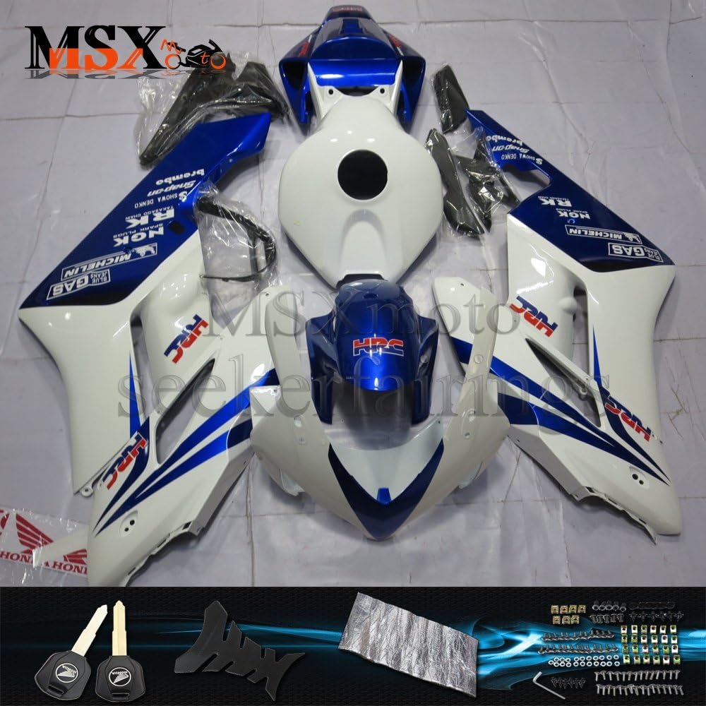 MSXmoto Fairing Kits Fit for Honda CBR1000RR 2004 2005 CBR 1000 04 05 Motorcycle Fairing Kit Plastic ABS plastic Injection Molding Kit Complete Motorcycle Fairing Bodywork Painted(Blue&White)