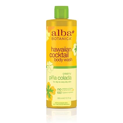 Hawaiian creamy pina colada cocktail Body wash, 12oz, alba botanica (724742008031)