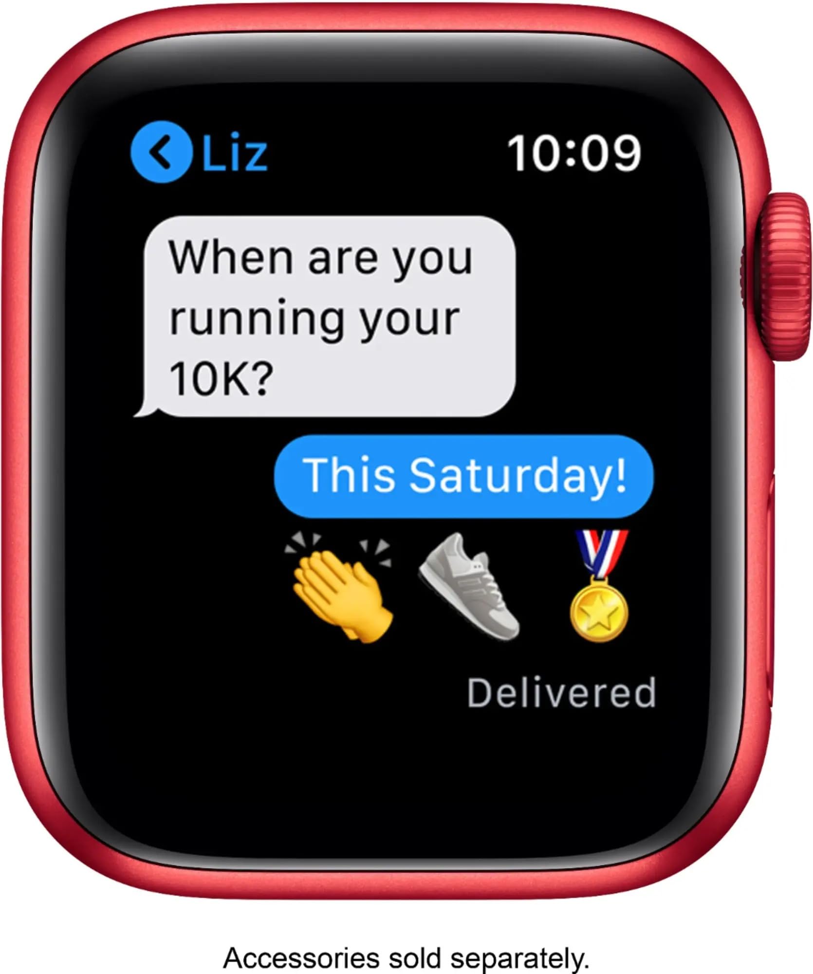 Apple Watch Series 6 (GPS, 44mm) - Red Aluminum Case with Red Sport Band (Renewed)