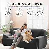 Deconovo Dark Grey 2 Seater Sofa Slipcover Furniture Protector view 2