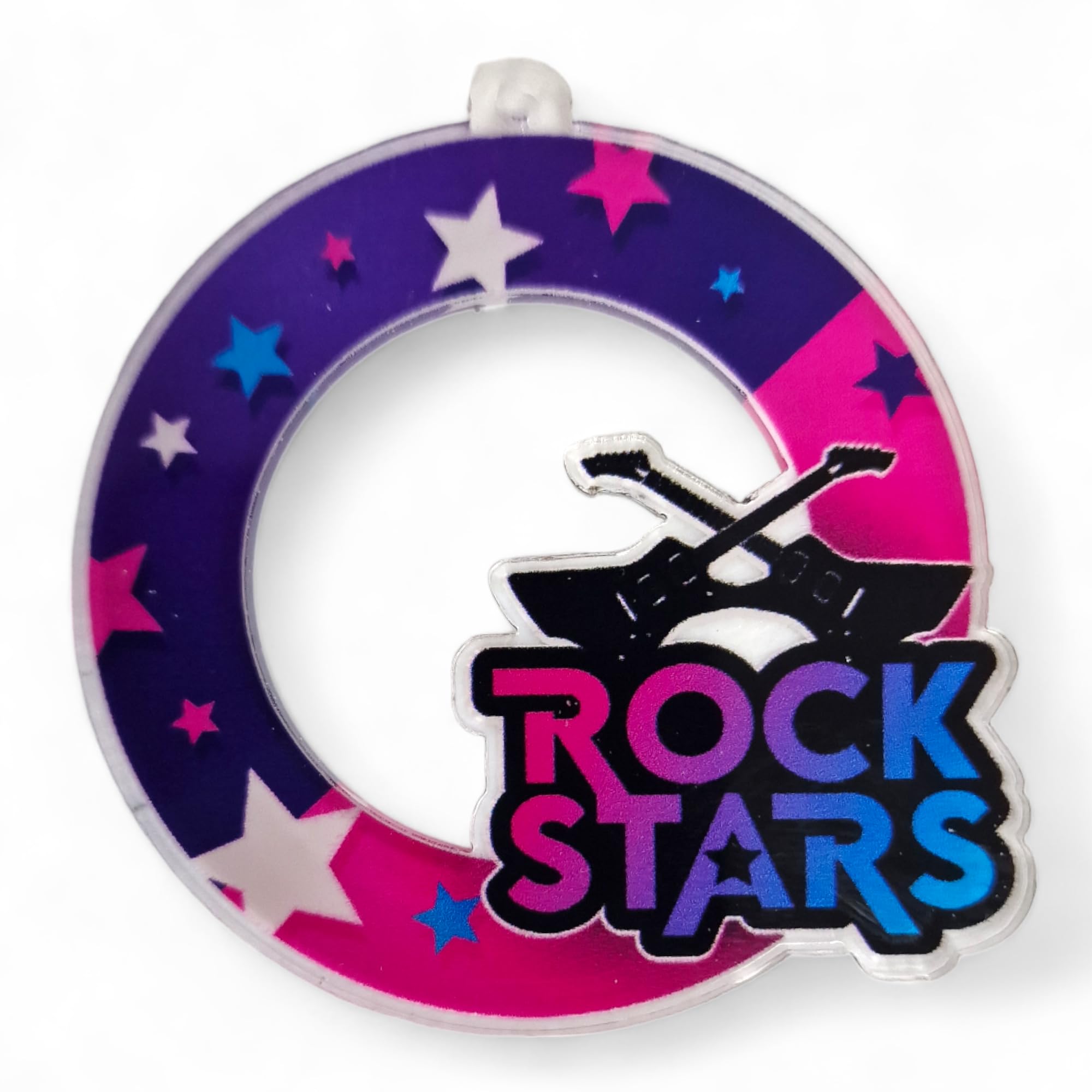 Trophy Monster Pack of 10x Rock Stars 60mm Medals with Free Purple Ribbons | Bulk Buy Medal Combo Deal | for Schools and Clubs | Made from 3mm Thick Full Colour Printed Acrylic
